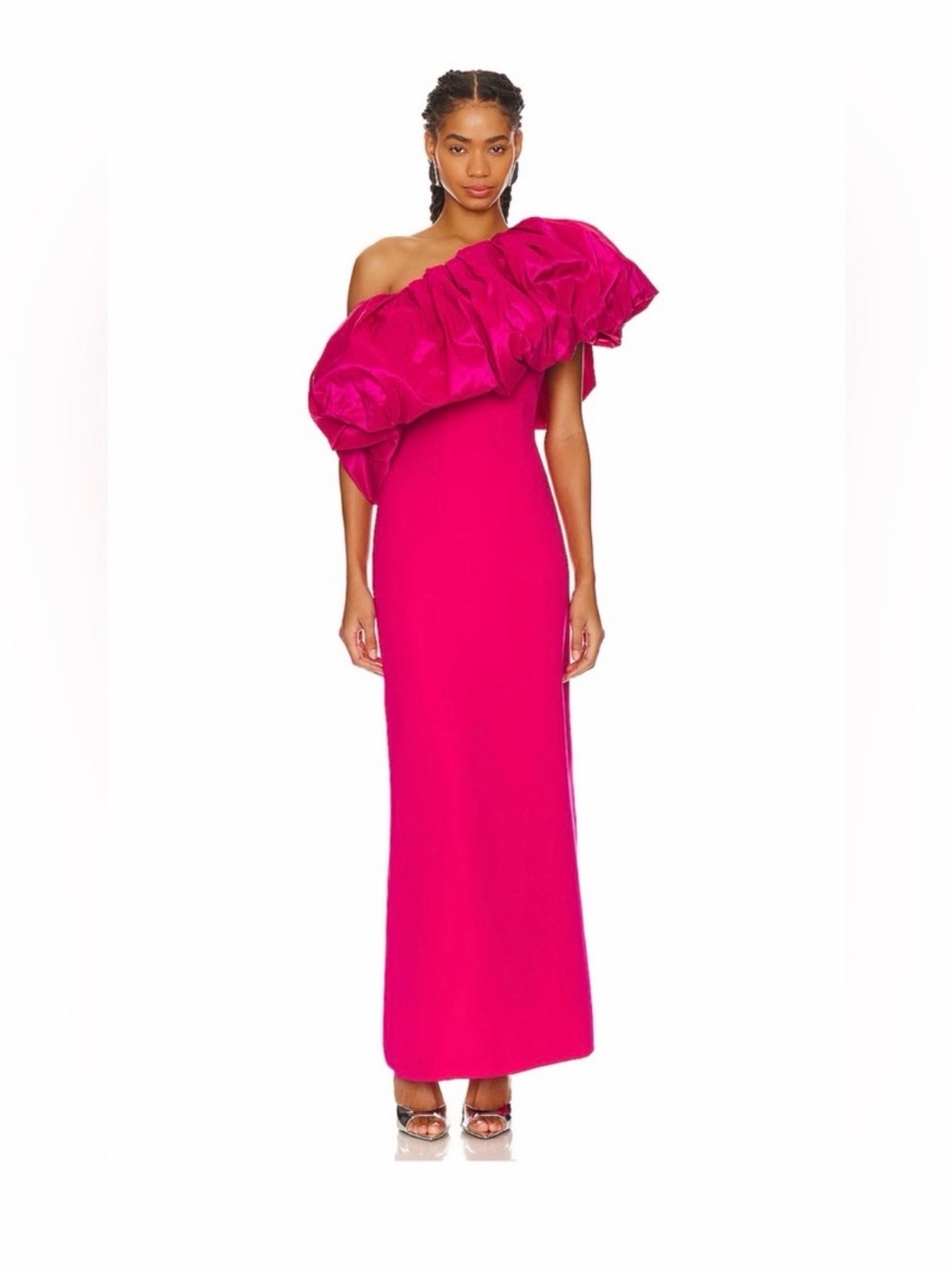 MISCREANTS Isabella Dress in
Fuchsia Pink